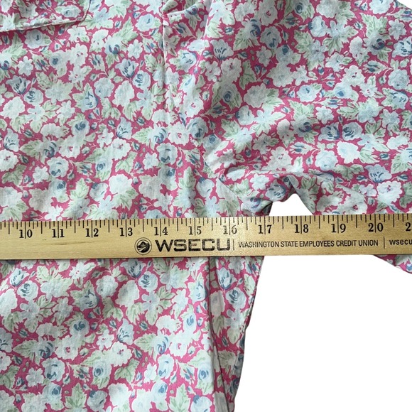 Vintage 80s Laura Ashley Long Sleeve Pink Floral Cotton Midi Dress Size 12 - Picture 3 of 10